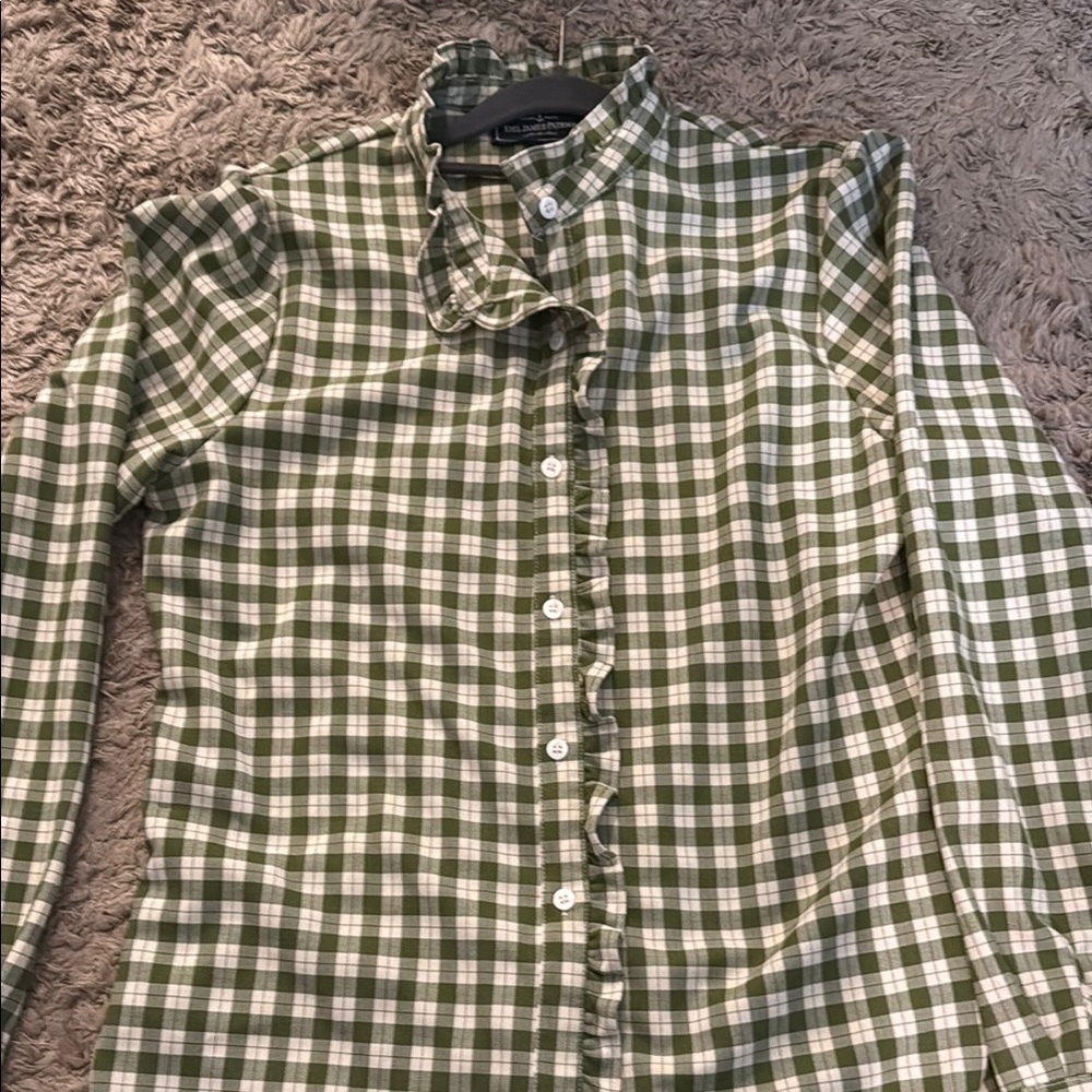 Kiel James Patrick Green and White Checkered Button-Up Shirt